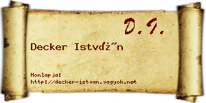 Decker István névjegykártya