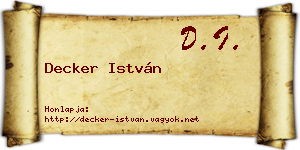 Decker István névjegykártya